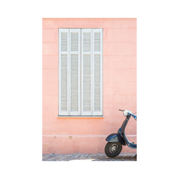 Pink Wall and Scooter - Photographic Art Print For Wall Framing